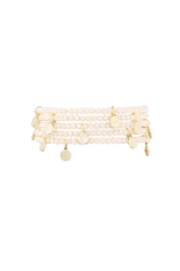 Armband met munt bedels, Armband, kristal, koper, 18 cm, beige kleur,