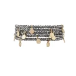 Armband met munt bedels, Armband, kristal, koper, 18 cm, grijze kleur,