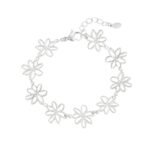 Flower party armband, Armband, stainless steel, 17 + 3 cm, 9 bloemen, zilver kleurig,