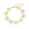 Flower party armband, Armband, stainless steel, 17 + 3 cm, 9 bloemen, goud kleurig,