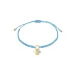 Armband lucky fortune, Armband, polyester, stainless steel, blauw met goud, imitatie parels