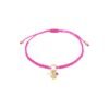 Armband lucky fortune, Armband, polyester, stainless steel, fucshia met goud, imitatie parels