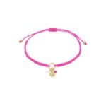 Armband lucky fortune, Armband, polyester, stainless steel, fucshia met goud, imitatie parels