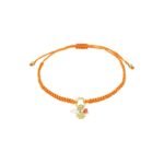 Armband lucky fortune, Armband, polyester, stainless steel, oranje met goud, imitatie parels