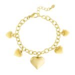 Endless love armband, armband, stainless steel, 16 + 3 cm, 5 hartjes, goud kleurig,