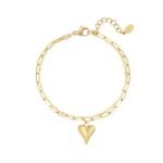 Loving layers armband, Armband, stainless steel, 16 + 3 cm, 2 lagen, een hartje, goud kleurig,