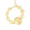 Armband sea shell lover, Armband, stainless steel, 18+ 3 cm, een grote en 7 kleine schelpjes, goud kleurig,