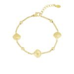 Shell serenade armband, Armband, stainless steel, 17 + 3 cm, 3 schelpjes en 4 bolletjes, goud kleurig,
