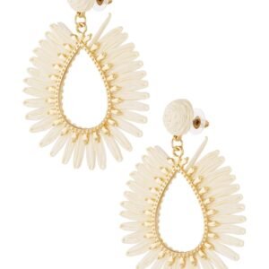Spring vibes oorbellen, oorbellen, metaal, raffia, circa 7 x 5 cm, kleur Off white,