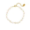Armband hearts shell, stainless steel, schelpjes, hematies, 17 + 3 cm, goud kleurig,