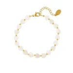 Armband hearts shell, stainless steel, schelpjes, hematies, 17 + 3 cm, goud kleurig,