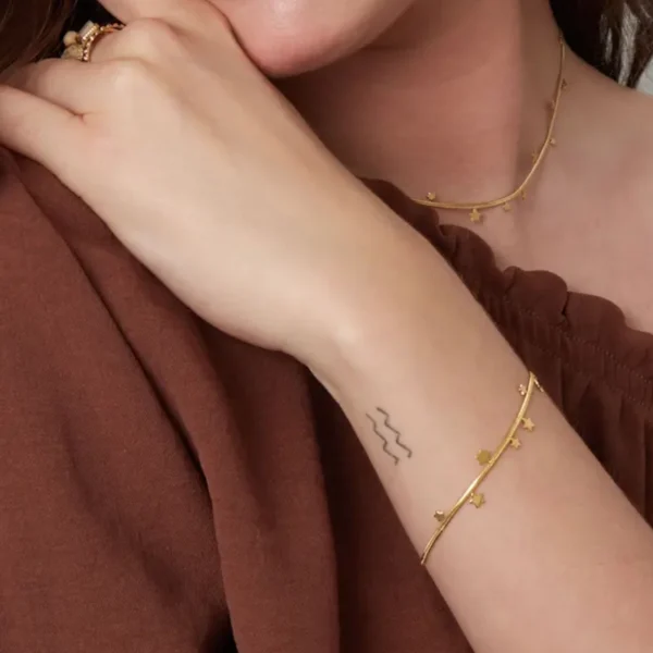 Armband met sterretjes, stainless steel, 16 + 3 cm, goud kleurig