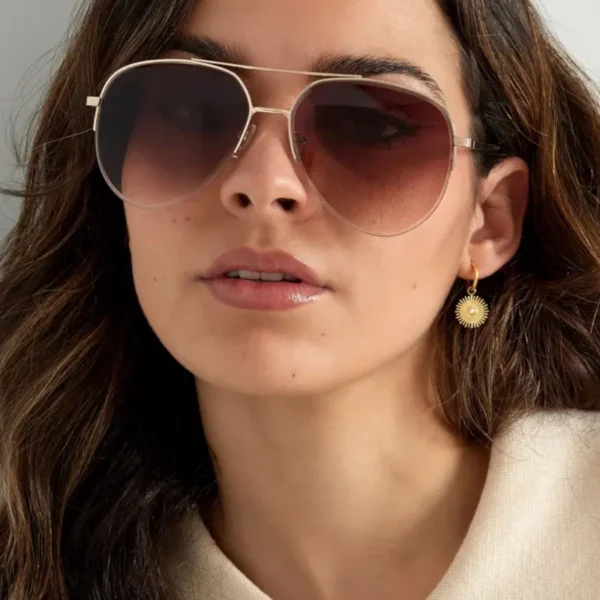 Zonnebril aviator style, Zonnebril, kunststof, stainless steel, bruin,
