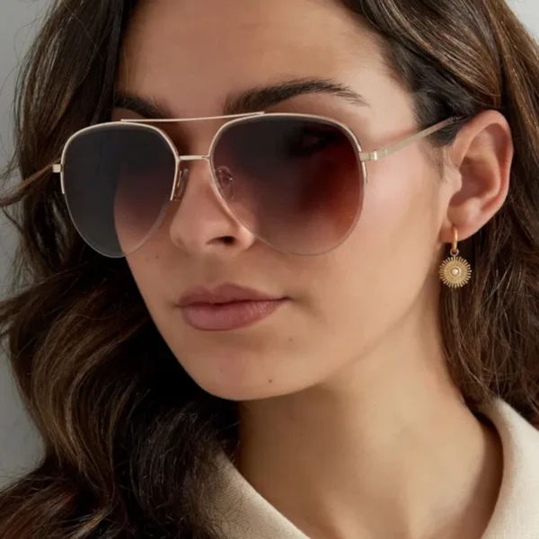 Zonnebril aviator style, Zonnebril, kunststof, stainless steel, bruin,