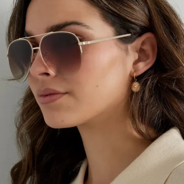 Zonnebril aviator style, Zonnebril, kunststof, stainless steel, bruin,
