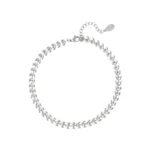 Enkelbandje bladeren, stainless steel, 22 + 5 cm, zilver kleurig,