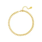 Enkelbandje bladeren, stainless steel, 22 + 5 cm, goud kleurig,