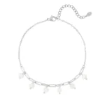Enkelbandje schakels met parels, Enkelbandje, dames, stainless steel, met imitatie parels, 22 + 5 cm, zilver kleurig,
