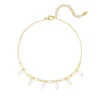 Enkelbandje schakels met parels, Enkelbandje, dames, stainless steel, met imitatie parels, 22 + 5 cm, goud kleurig,