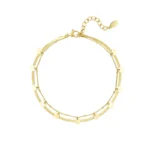 Enkelbandje dubbellaags met cirkels, Enkelbandje, dames, stainless steel, 22 + 5 cm, goud kleurig,