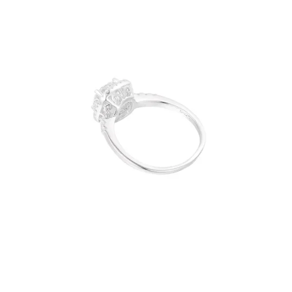 Ring vierkante steen, stainless steel, grote Moissaiet steen, kleine zirkonium steentjes, maat 16, zilver kleurig,
