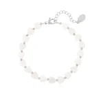 Armband hearts shell, stainless steel, schelpjes, hematies, 17 + 3 cm, zilver kleurig,