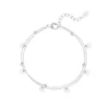 Dubbele armband versiering, stainless steel, 2 kettingtjes, bolletjes en cirkels bedeltjes, 16 + 3 cm, zilver kleurig