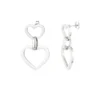 Oorbellen hartjes met schakel, stainless steel, circa 4 bij 2,5 cm, zilver kleurig,