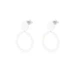 Oorbellen rond parels, Oorbellen, dames, stainless steel, imitatie parels, zilver kleurig