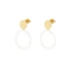 Oorbellen rond parels, Oorbellen, dames, stainless steel, imitatie parels, goud kleurig