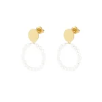 Oorbellen rond parels, Oorbellen, dames, stainless steel, imitatie parels, goud kleurig