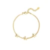 Armband 3 basic bloempjes, stainless steel, 17 + 4 cm, goud kleurig,