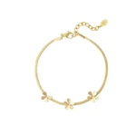 Armband 3 basic bloempjes, stainless steel, 17 + 4 cm, goud kleurig,
