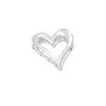 Haarklem hartje, dames, alluminium, 6 cm, zilver kleurig