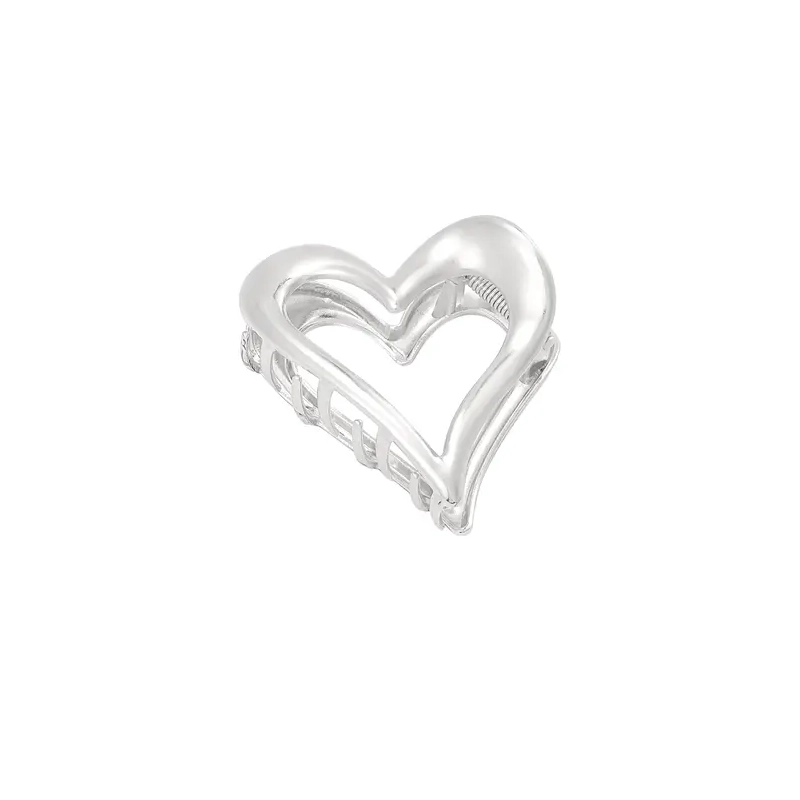 Haarklem hartje, dames, alluminium, 6 cm, zilver kleurig