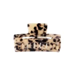 Haarklem met Patroon, Haarklem dames, kunststof, beige met zwart, circa 10 cm,