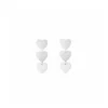 Oorbellen hartjes, stainless steel, 3 hartjes, 3 bij 1 cm, zilver kleurig,