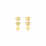 Oorbellen hartjes, stainless steel, 3 hartjes, 3 bij 1 cm, goud kleurig,