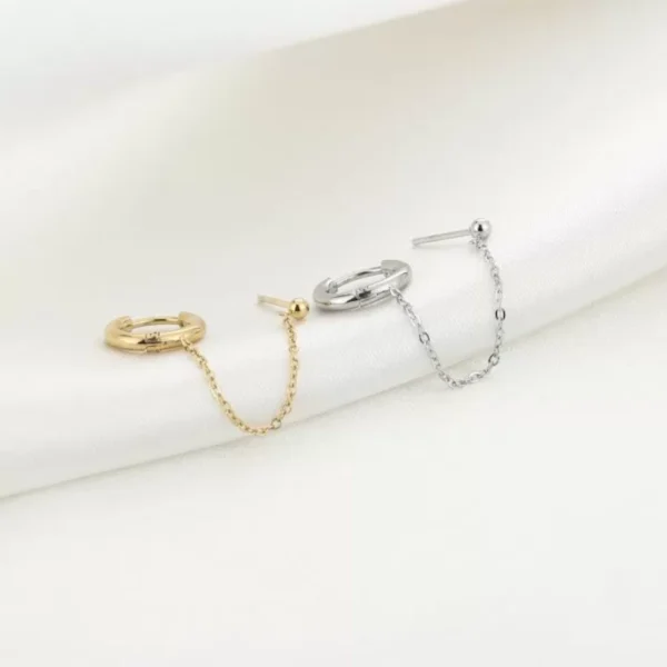 Boei oorbellen, stainless steel, lengte 2,5 cm, zilver en goud kleurig,