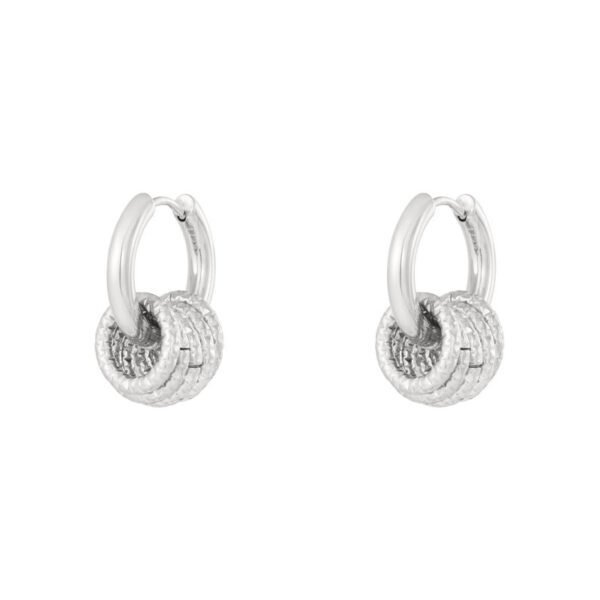 Put a ring on it, oorbellen, stainless steel, 2,1 bij 1,6 cm, oorbel met 5 ringetjes, zilver kleurig,