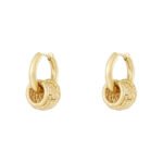 Put a ring on it, oorbellen, stainless steel, 2,1 bij 1,6 cm, oorbel met 5 ringetjes, goud kleurig,