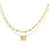 Ketting met vlinders, ketting, stainless steel, 40 + 5 cm, dubbele ketting, goud kleurig