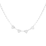 Loving link ketting, schakelketting, stainless steel, 39 + 5 cm, met 4 hartjes, in elk hartje een letter "LOVE", zilver keurig