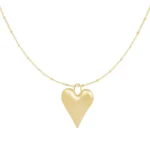 Ketting heartfelt charm, ketting, stainless steel, 45 + 5 cm, ketting heeft kleine bolletjes en een hartje hanger, goud kleurig