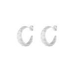 Textured hoops oorbellen, oorbellen, stainless steel, 2,5 grootte, geribbeld, zilver kleurig,