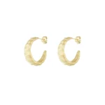 Textured hoops oorbellen, oorbellen, stainless steel, 2,5 grootte, geribbeld, goud kleurig,