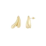 Oorbellen drippies, stainless steel, vorm 2 druppels, lengte 2,8 cm bij 1,5 cm, goud kleurig,