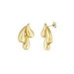 Oorbellen triple drip, stainless steel, 2 bij 3 cm, drie druppels vorm, goud kleurig,