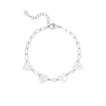 Loving link armband, schakelarmband, stainless steel, 16 + 3 cm, met 4 hartjes, in elk hartje een letter "LOVE", zilver keurig