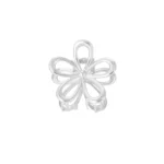 Haarklem flower power, aluminium, 7 x 7,2 cm, open bloemvorm, zilver kleurig,